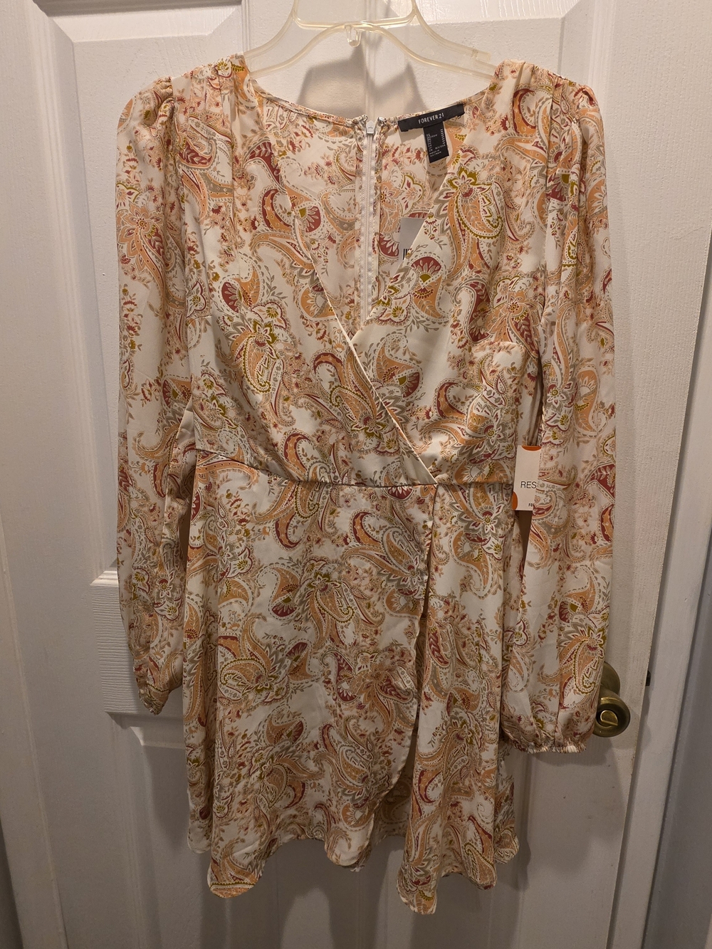 NWT Forever 21 Paisley Floral Boho Faux-Wrap Mini Dress